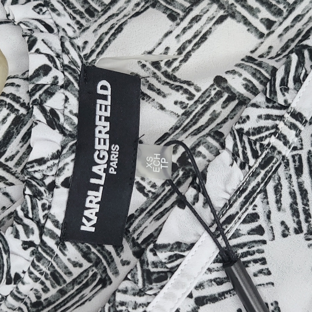 NWT Karl Lagerfeld tank blouse black & white XS - Picture 7 of 8